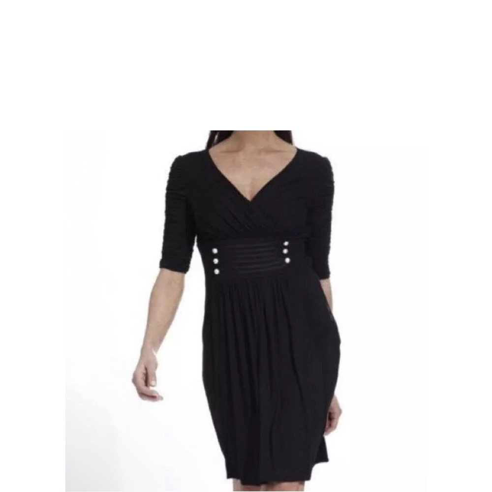 Nue by Shani Rouched Sleeve Shapewear Dress Size 4 Elegant 3/4 Sleeve Party - Picture 3 of 10